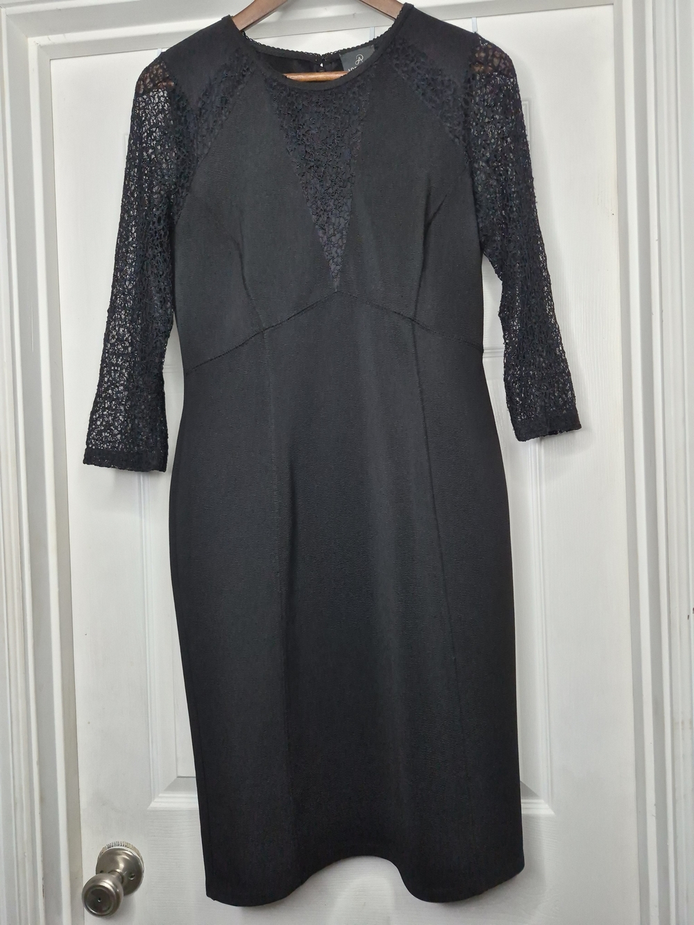 Adrianna Papell Black Lace-Sleeve  Dress Size 10